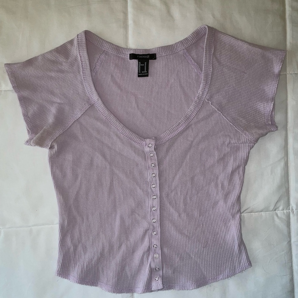 Forever 21 Lavender Button-Up Women's Tee